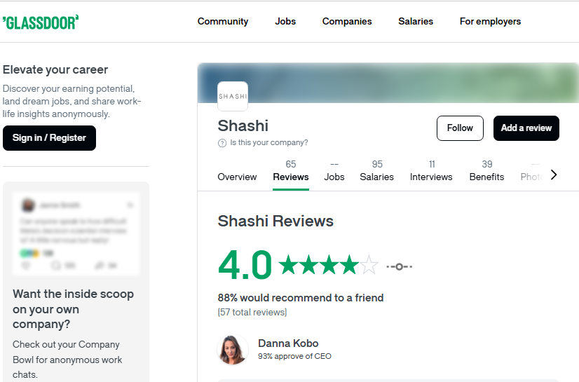 Shashi Jewelry Review On GlassDoor