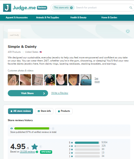 Simple and Dainty Review On Judge.me