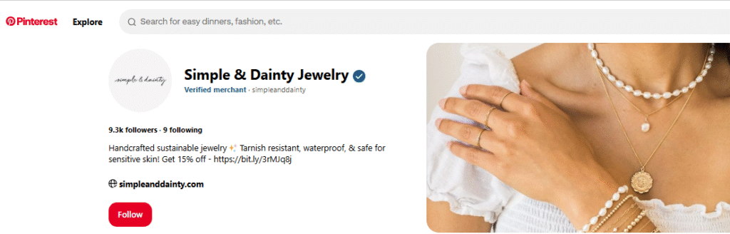 Simple and Daitny Pinterest Profile