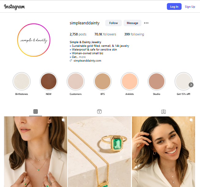 Simple and Daitny Instagram Profile