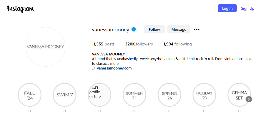 Vanessa Mooney Jewelry Instagram Profile