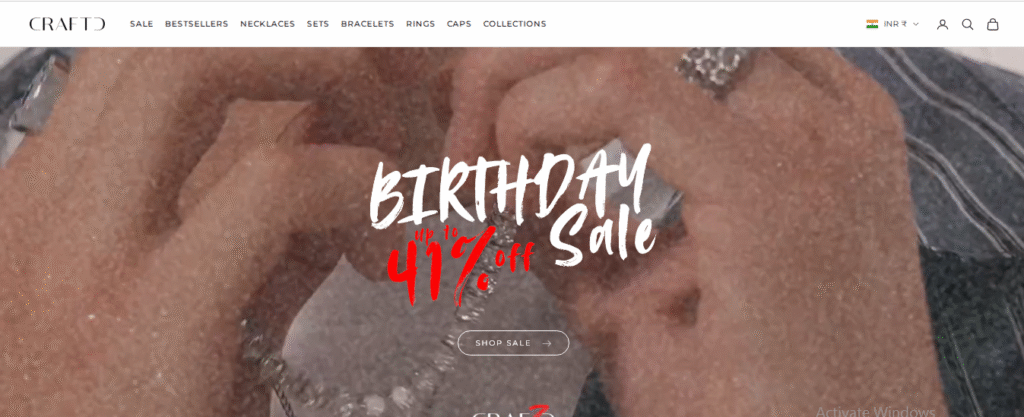 Craftd London Jewellery Website Homepage