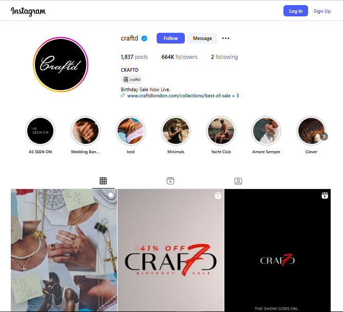 Craftd London Jewellery Instagram Profile