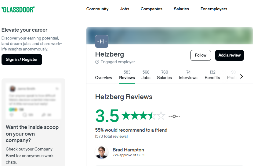 Helzberg Diamonds Review On GlassDoor