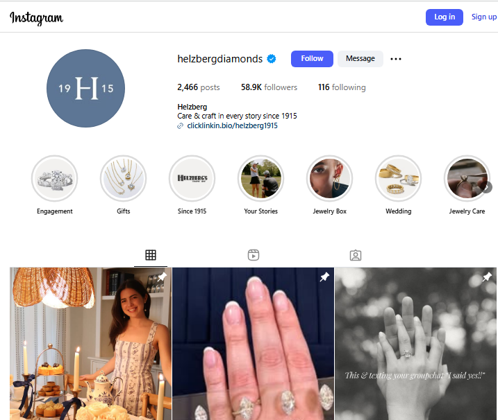 Helzberg Diamonds Instagram Profile
