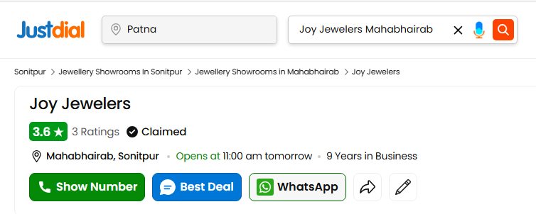 Joy Jewelers Review On Justdials