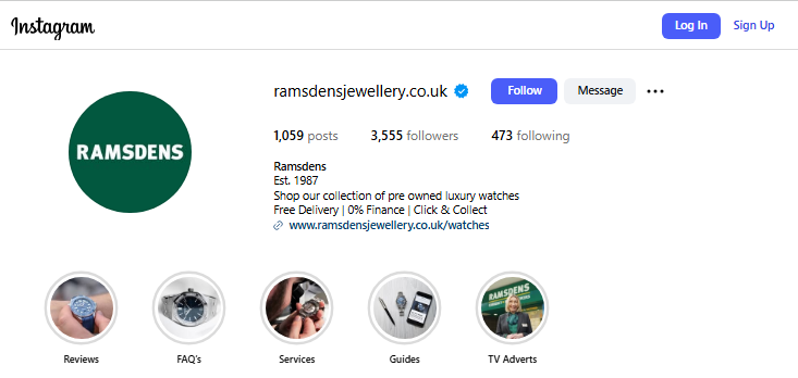 Ramsdens Jewellery Instagram Profile
