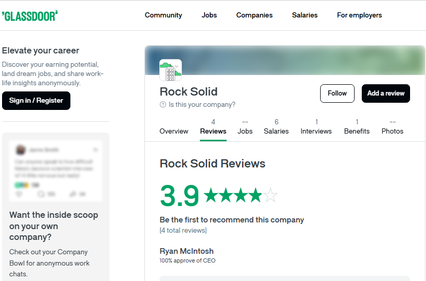 Rock Solid Rings Review On GlassDoor