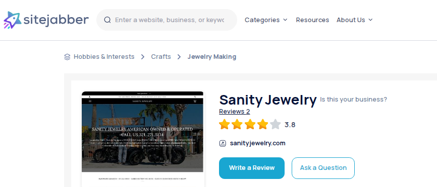 Sanity Jewelry Review On Sitejabber