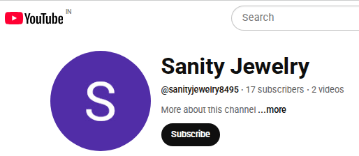 Sanity Jewelry YouTube Channel
