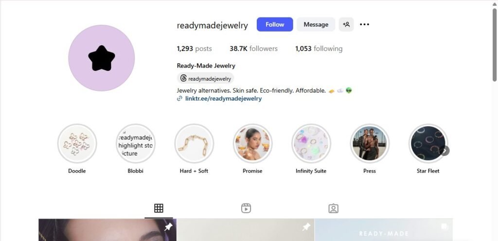 Ready Made Jewelry Instagram Profile