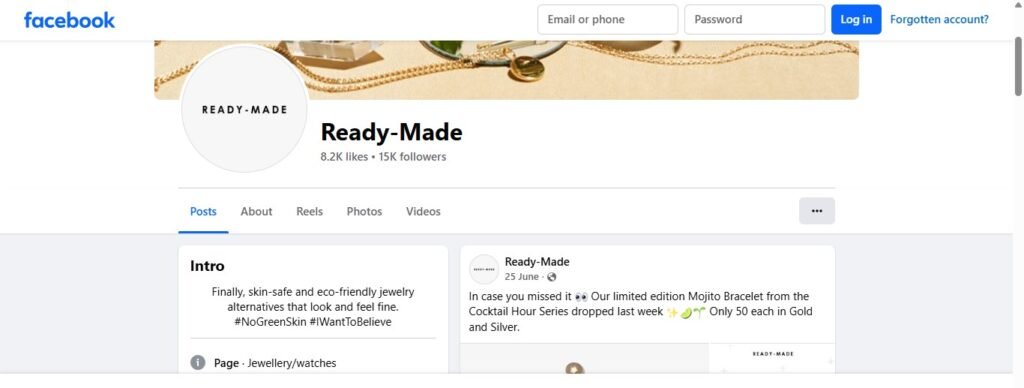 Ready Made Jewelry Facebook Profile