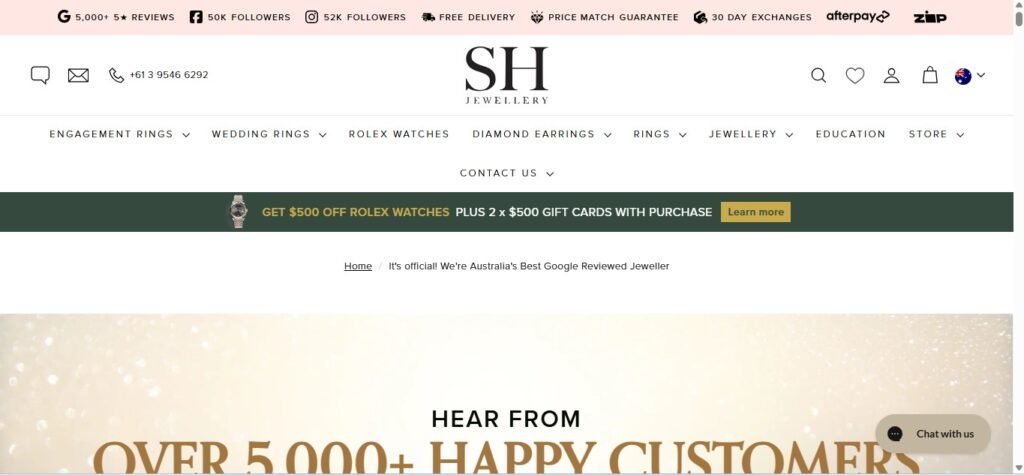 SH Jewellery Homepage Image