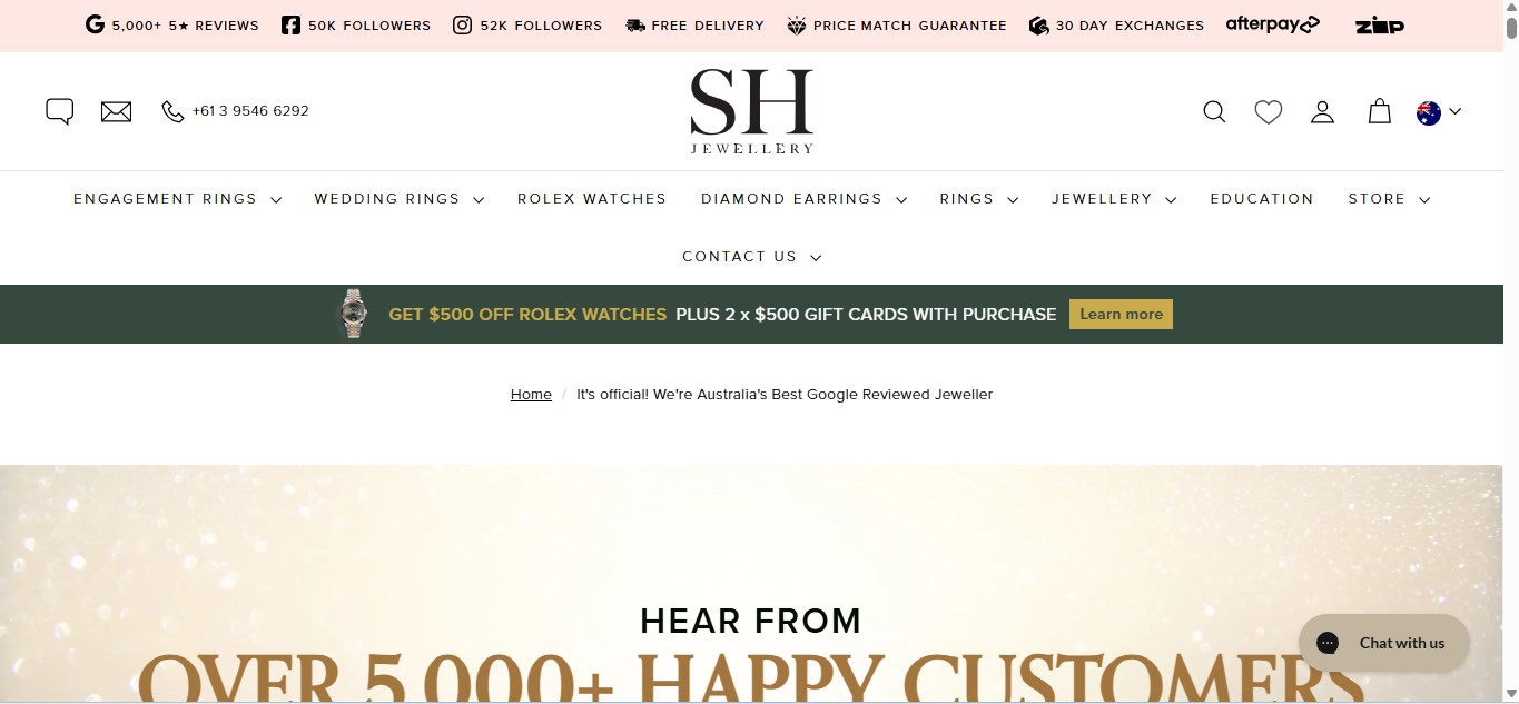 SH Jewellery Homepage Image