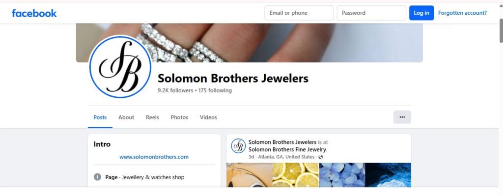 Solomon Brothers Jewelers Facebook Profile