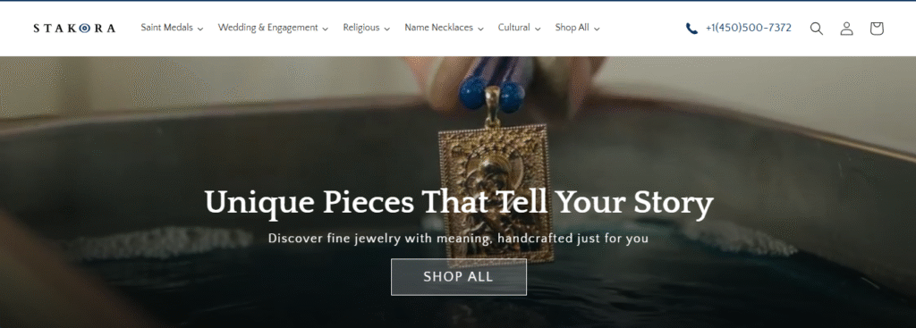 Stakora Jewelry Website Homepage