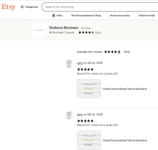 Stakora Jewelry Review In Etsy