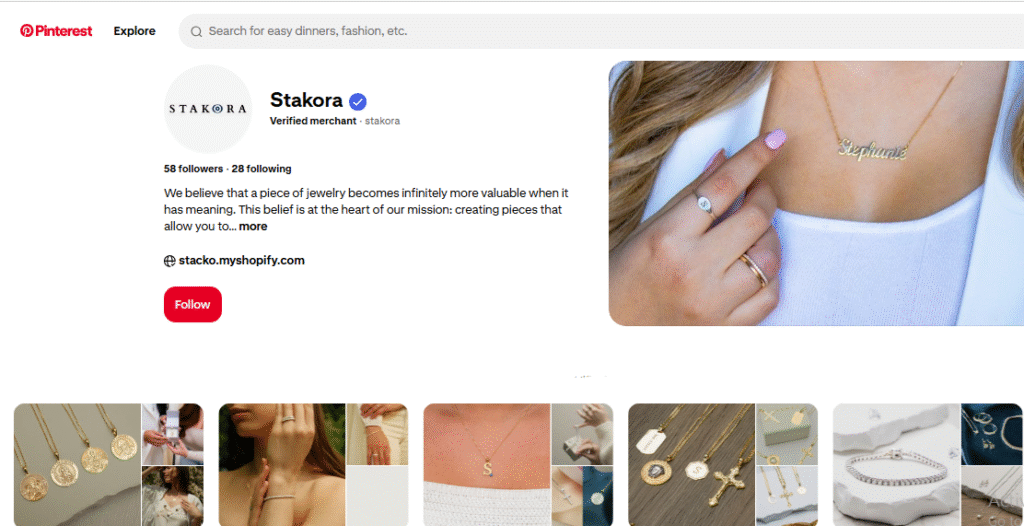 Stakora Jewelry Pinterest Profile