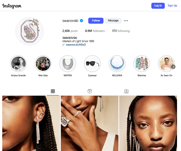 Swarovski Instagram Profile