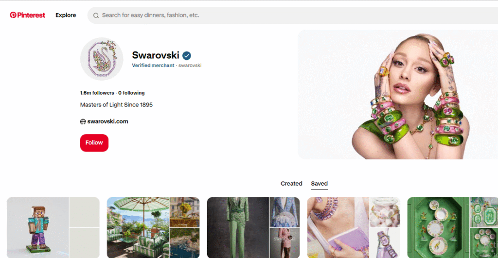 Swarovski Pinterest Profile