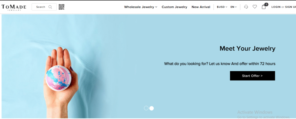 Tomade Jewelry Website Homepage