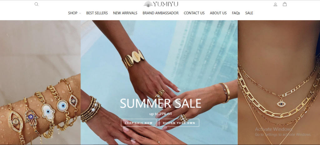 Yumiyu Jewelry Website Homepage