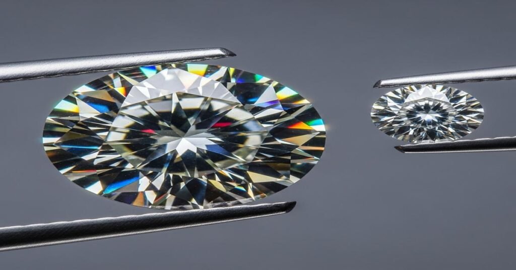 Moissanite’s “Rainbow Fire”: Stunning or a Dead Giveaway? Side-by-Side Macro