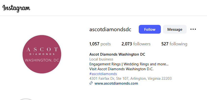 Ascot Diamonds Instagram Profile