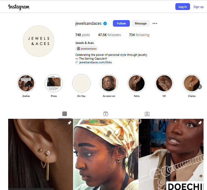 Jewels & Aces Instagram Profile