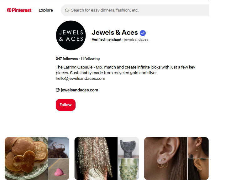 Jewels & Aces Pinterest Profile