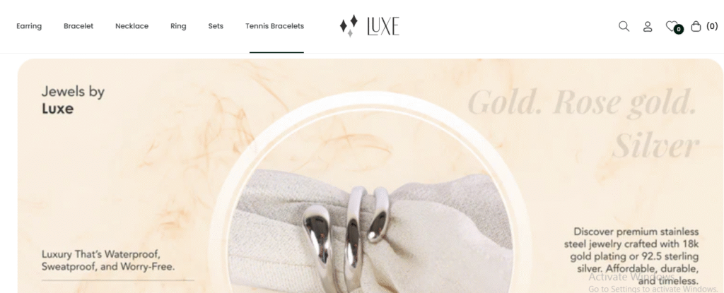 Luxe Jewelry Website Homepage