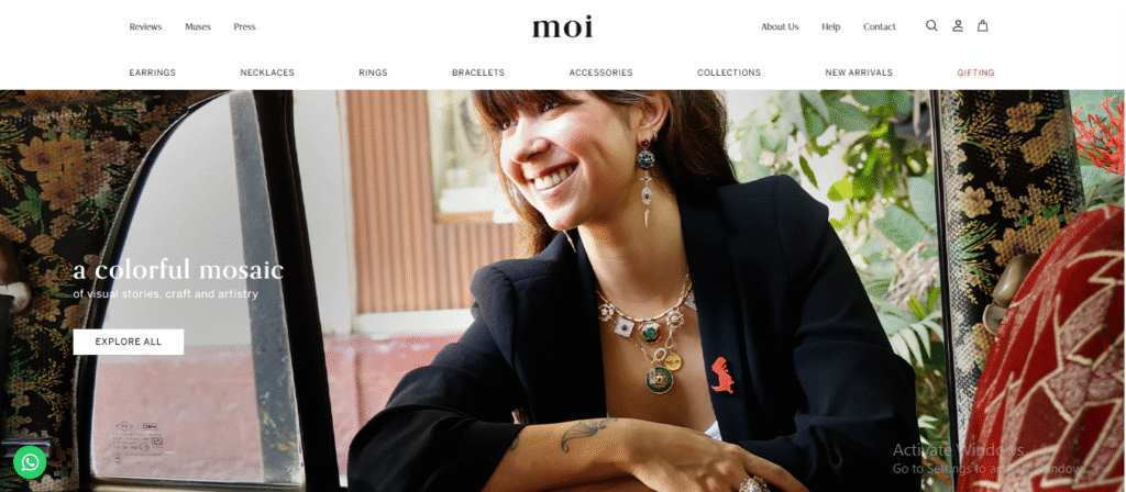 Moi Jewellery Website Homepage