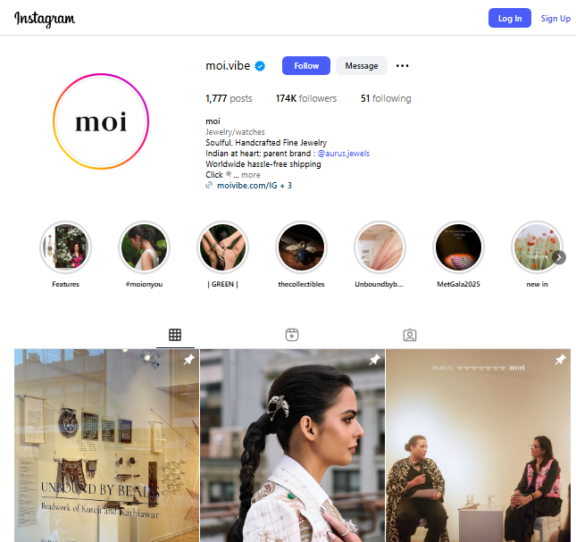 Moi Jewellery Instagram Profile