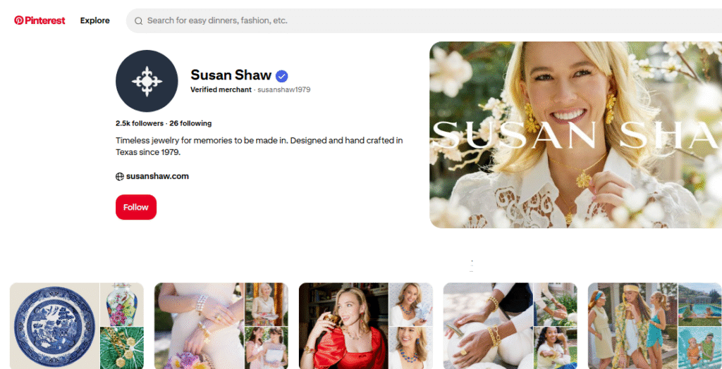 Susan Shaw Jewelry Pinterest Profile