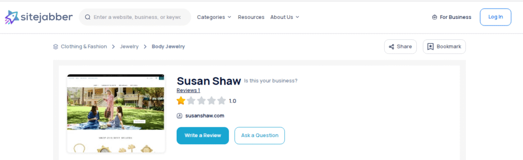 Susan Shaw Jewelry Review On Sitejabber