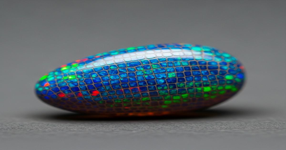 The “Lizard Skin” Pattern: The Dead Giveaway of a Lab-Grown Opal, How to Spot the Unnatural Columnar Pattern.