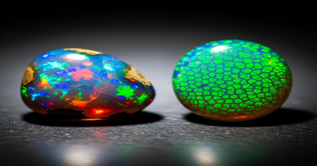 Natural Opal vs. Gilson Synthetic: A Gemologist’s Guide to Spotting the Difference in “Play-of-Color.”